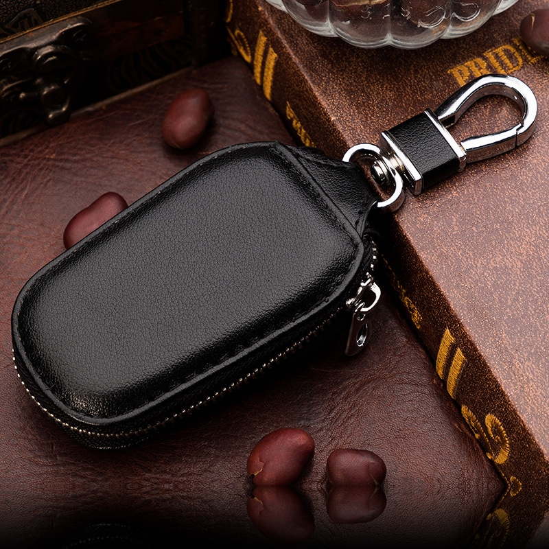 Genuine Leather Car Key Cover Keyring Zipper Bag - FT-2424 Model Key Chain Holder Case