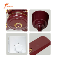 Ventilateur de plafond marron café 24 pouces, design africain, électrique, décoratif, pour salon, 4 pales métalliques
