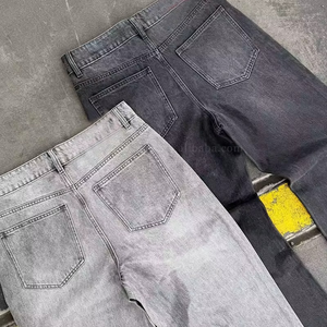 Jeans en denim pour hommes, coupe droite et large, style streetwear, délavé vintage, personnalisable, en coton, par un fabricant de denim - Product Image 6