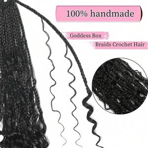 Boîte personnalisée pour tresses bohèmes, cheveux synthétiques pour tresses africaines, mèches de cheveux bouclés pour tresses au crochet, 14/20/22 pouces - Product Image 6
