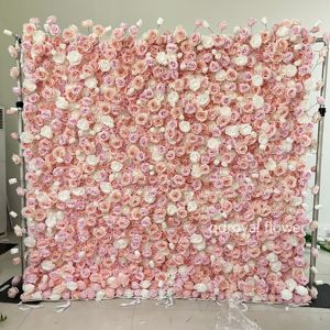 Custom 3d tecido flor parede casamento falso seda rosa flor parede painel fundo mobiliário decoração - Product Image 3