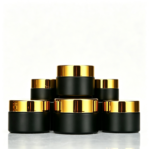Tarros de crema de vidrio negro mate con tapas doradas 100G 60G 50G 30G 20G 15G 10G 5G, cortos y redondos para el cuidado de la piel, con serigrafía disponible. - Product Image 3