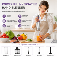 Mixeur Plongeant Commercial 1500W en Acier Inoxydable avec Moteur en Cuivre Pur, Violet, à Vitesse Variable et Tige Amovible pour Cuisine