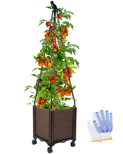 Maceta Cuadrada Tipo Torre para Plantas de Tomate con Soportes para Plantas Trepadoras, Estructura para Plantas Trepadoras - Product Image 1