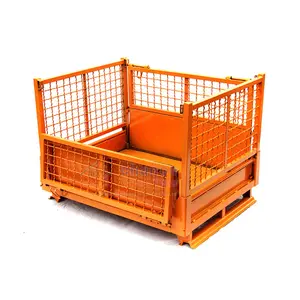 Có thể gập lại Stackable thép kim loại có thể khóa Pallet dây lưới kho Hàn Lưới lưu trữ lồng