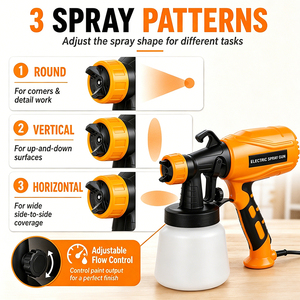 Pistolet <span class=keywords><strong>pulvérisateur</strong></span> de peinture électrique 110V 600W, réservoir de 900 ml, 3 modes de pulvérisation, 4 buses pour la peinture DIY des murs et des meubles à la maison - Product Image 2