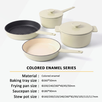 Poêle à frire ronde légère en fonte avec revêtement émaillé pour cuisinières à gaz et à induction, usage hôtelier, restaurant et restauration