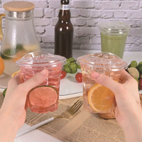 Gobelet jetable rond en PET pour boissons froides avec couvercle, logo personnalisable, origine Guangdong, pour Boba et Lattes de noix de coco