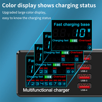 Station de charge multi-appareils 100W 8 ports, PD18W QC3.0, chargeur rapide sans fil 10W, écran LCD numérique, station de charge de bureau