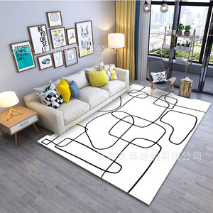 Jiuhua Black White Thick Imitation Cashmere Polyester Washable Customizable Modern Simple Abstract Painting Carpet for Living - Product Image 4