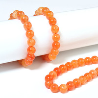 Manik-manik Bulat Batu Matahari Emas Oranye, Untaian Manik-manik Batu Matahari Longgar 6/8/10mm, Aksesori Perhiasan DIY Buatan Tangan untuk Hadiah Wanita Pria