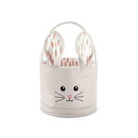 Paniers de Pâques en feutre avec oreilles de lapin imprimées carottes, pour la chasse aux œufs, en pastel, pour le printemps, porte-cadeaux de Pâques