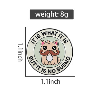 Pin de esmalte divertido con diseño de gato con bigote y barba, insignia de solapa, joyería, regalo para <span class=keywords><strong>amigos</strong></span> - Product Image 2