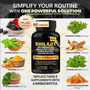 WELLBODY ShilajitカプセルAshwagandha <span class=keywords><strong>Max</strong></span> Strength Enhanced Energy <span class=keywords><strong>Dietary</strong></span> <span class=keywords><strong>Supplement</strong></span> 60カプセルヒマラヤShilajit - Product Image 2