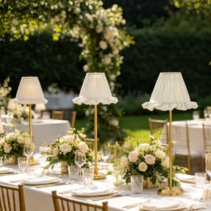 Lampada da Tavolo Senza Fili per Centrotavola Matrimoniale con <span class=keywords><strong>Paralume</strong></span> Plissettato <span class=keywords><strong>Rosa</strong></span> per Decorazioni di Eventi e Banchetti - Product Image 3