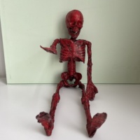 Esqueleto Sangriento Realista para Decoración de Halloween, Accesorios de Terror con Articulaciones Totalmente Posables, Huesos de Cuerpo Humano para Cementerio, Jardín y Exteriores