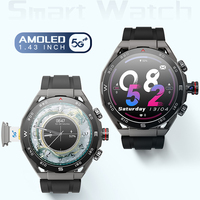 Montre connectée HW18 Call 2 4G avec carte SIM, écran AMOLED 1,43 pouce, 4+64 Go, appels vidéo, Android 8.1, Wi-Fi, GPS, positionnement 4G, caméra intégrée