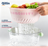Passoire pliable Macaron de qualité alimentaire à 2 couches, panier de lavage pliable pour fruits et légumes, compatible lave-vaisselle, transparent, en plastique injecté pour évier