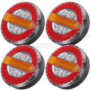 4 pièces Feux arrière LED ronds 24V pour remorques, clignotants séquentiels dynamiques, feux de freinage et de recul pour camions, tracteurs, remorques et fourgons - Product Image 3