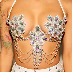 Strass Tanz tragen Mode Körper kette Sexy Kristall BH Schmuck Zubehör Ballsaal Performance Wear