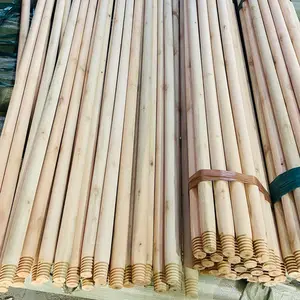 Grosir pegangan sapu kayu tebal alami 120cm * 2.2cm kualitas tinggi untuk Broomstick dengan benang Italia