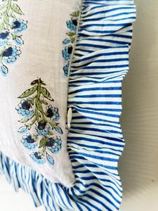 Housse de coussin vintage en coton indien imprimé à la main avec volants, housses de coussin à volants imprimées à la main, coussins bohèmes 16x16 18x18 20x20 - Product Image 3