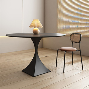 Delifeng <b>Round</b> <b>Dining</b> <b>Table</b> Black Slab Stable Design For Small Spaces Living Room - Product Image 2