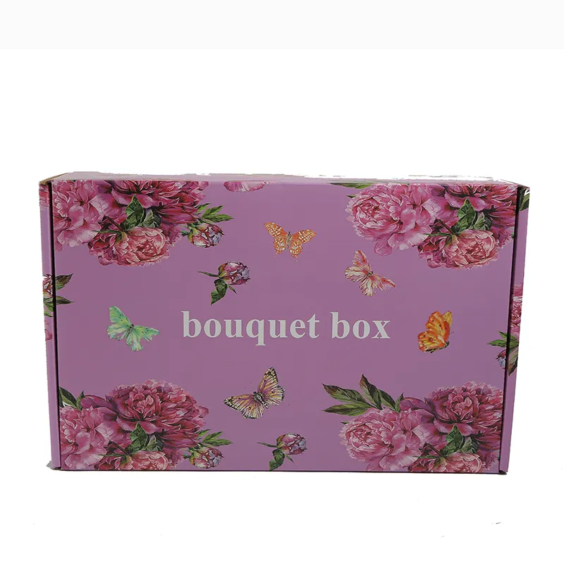 Eco-friendly Custom Printed Corrugated Paper Packaging Box For Fresh Flower Durable Beautiful Bouquets Mailer Shipping paper Box