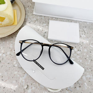 Lunettes Qianai à monture ronde Tr90, monture complète, anti-lumière bleue, pour femmes, forme ovale, verres en acrylique T5 6091 - Product Image 4