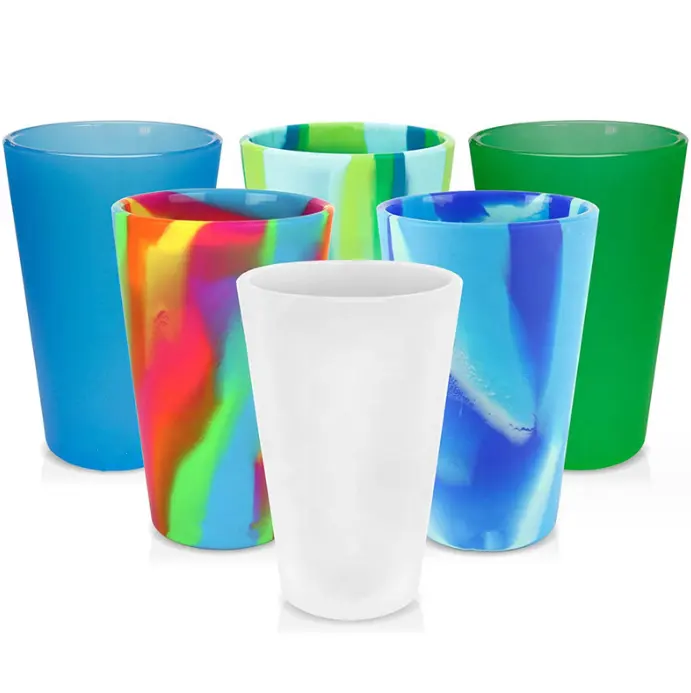 Hot bán màu hỗn hợp Silicone pint Glass tái sử dụng Silicone cốc cà phê shatterproof Silicone rượu bia uống cup