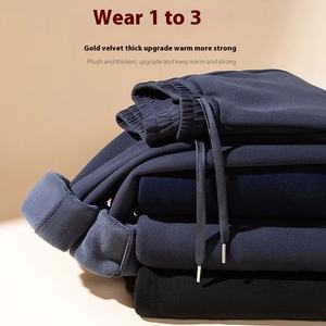 Heren Winter Warme Fluwelen Katoenen Sherma Broek Lam Fleece Gevoerde Dikke Joggingbroek Casual Sport Stijl Taille Recht Patroon - Product Image 3