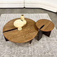 Petite et grande table basse ronde moderne et luxueuse en bois massif Table à thé nordique Tables basses