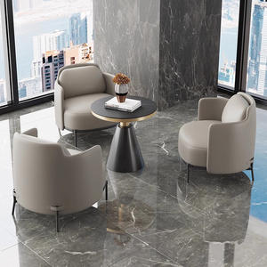 Hotel <b>Sofa</b> PU Leather Metal Frame Durable Lounge Chair For Reception Area - Product Image 1