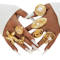 Bagues tendance 2025 pour femmes, grandes perles métalliques vintage, empilables, pour mariage et soirée, accessoires de main de créateur