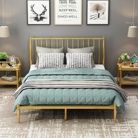 Mobilier de chambre nordique moderne simple personnalisé lit en acier inoxydable réglable de 2m lit simple en métal pliable