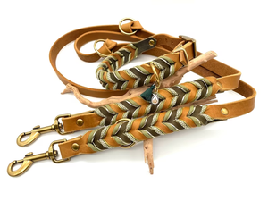 Ramah lingkungan berbagai warna tali kulit asli paracord dikepang anjing kulit slip tangan bebas kerah anjing dan tali menunjukkan memimpin - Product Image 3