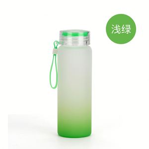 Vaso de Vidrio Reutilizable para Hidratación Diaria, Degradado Suave Ombre, Esmerilado, 500 ml, Ligero, Portátil, con Correa de Transporte y Tapa - Product Image 1