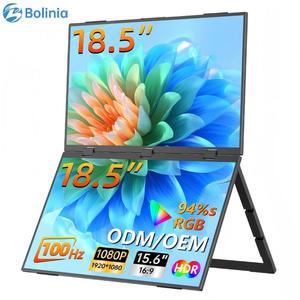 <span class=keywords><strong>Monitor</strong></span> Portátil Dobrável Bolinia de 18,5 Polegadas com Tela Dupla 1080P, Tipo-C e HDMI para Jogos e Escritório - Product Image 1