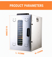 Déshydrateur alimentaire commercial, sécheuse à 18 plateaux en acier inoxydable, machine de séchage 1500W pour fruits, légumes, viande, herbes, séchage à air chaud 360°