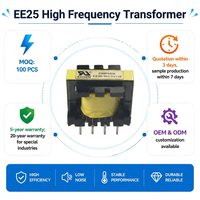 Transformateur haute fréquence EE25 à noyau en ferrite pour onduleur SMPS à découpage, monté sur carte PCB, personnalisé pour usage industriel