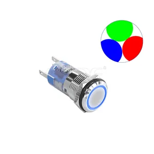 16mm momentary switch 12v red green blue spdt ring led illuminated rgb push button led