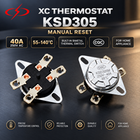 Thermostat XC KSD305 40A 250V AC à réinitialisation manuelle, interrupteur de contrôle de température bimétallique certifié CQC pour chauffe-eau, interrupteur électrique