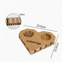 ETpack Porte-gobelet en forme de cœur en papier ondulé avec logo personnalisé Porte-gobelet biodégradable pour 2/4 tasses à boire, jus de fruits et thé