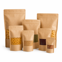 Sachets en papier kraft naturel brun refermables avec fermeture éclair pour snacks, petite capacité, plusieurs tailles, vente en gros directe usine