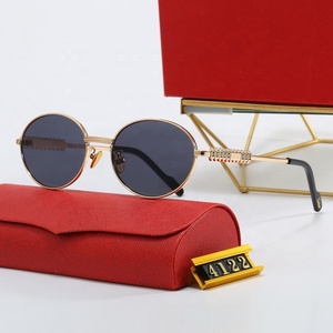 Lunettes de soleil de luxe 2026 pour hommes et femmes, petites lentilles ovales, marque de créateur originale, monture métallique de haute qualité - Product Image 1