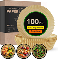 Papier sulfurisé rond jetable, imperméable et écologique, compatible four, pour friteuse à air et cuisson de gâteaux