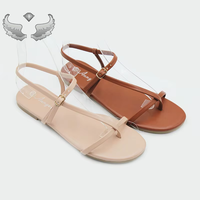Logo personnalisé été dames en plein air à bout ouvert femmes sandales plates sandales confortables chaussures pour femmes
