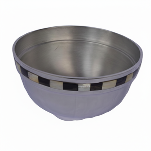 Bol de service en fonte d'aluminium poli miroir avec mosaïque de bols en aluminium et en métal vadrouille et corne - Product Image 1