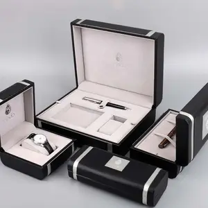Classic metal leather custom logo Gift Set Pen cufflinks Jewelry Wallet Car Keys watch boxes cases custom logo luxury watch box