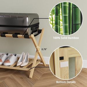 Valise en <span class=keywords><strong>bambou</strong></span> à 5 sangles en nylon avec étagère à chaussures, porte-bagages <span class=keywords><strong>pliable</strong></span> pour chambre à coucher, hôtel et salle de bain, vente en gros - Product Image 3